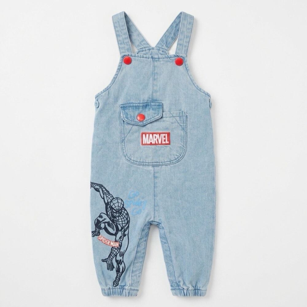 Vintage Spiderman Overalls 6-9 Months Baby Toddler Marvel The Amazing Spiderman